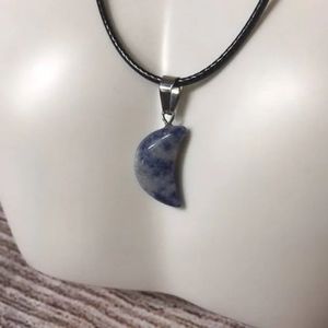 Crescent Moon Spotted Blue Necklace